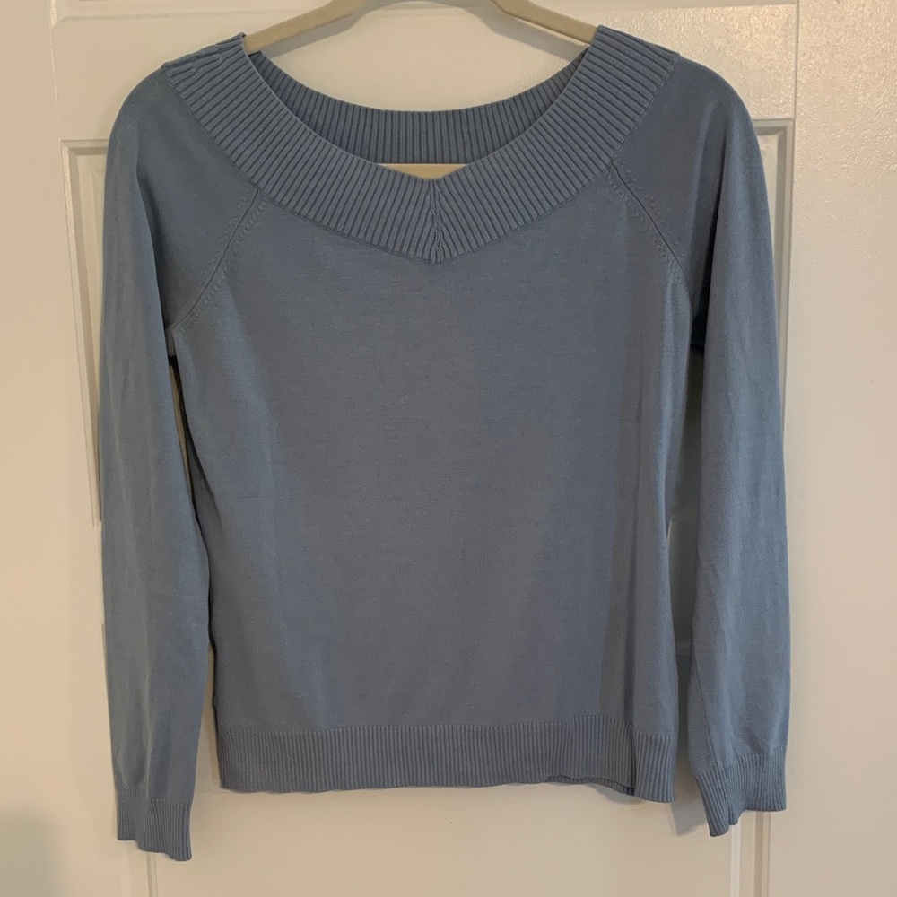 Ann Taylor Soft Blue Scoop Neck Sweater